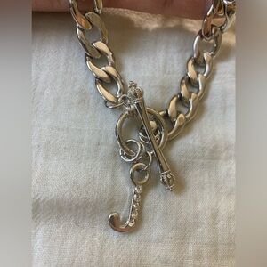 Juicy Couture Chunky Chain‎ Link Necklace Toggle Clasp J Charm